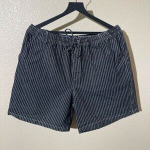 Bather Classic Black Striped Men's Flat Front Shorts